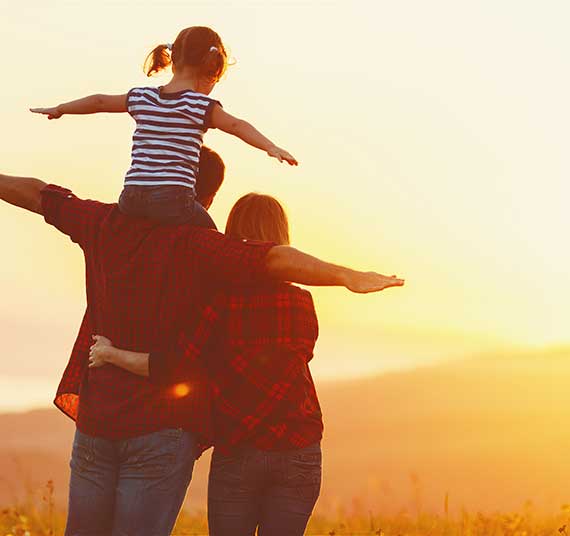 family at sunset